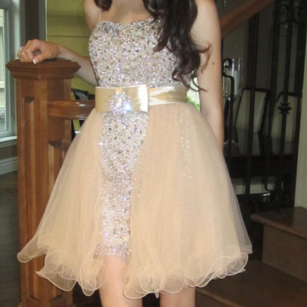 Sherri Hill Convertible Cocktail Sequinned Dress with Removable Skirt